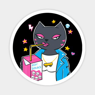 Skater Cat Girl Drinking Boy Souls Magnet